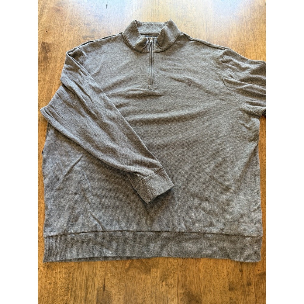 Polo Ralph Lauren Men's Gray Knit 1/2 Zip Mock Neck Pullover Sweater XXL